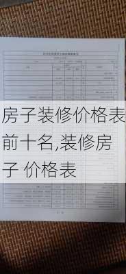 房子装修价格表前十名,装修房子 价格表